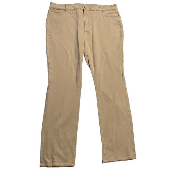 LL Bean Classic Fit Khakis Womens Plus Size 20 M/T Cotton Modal Tencel Tan Pants - Picture 1 of 16